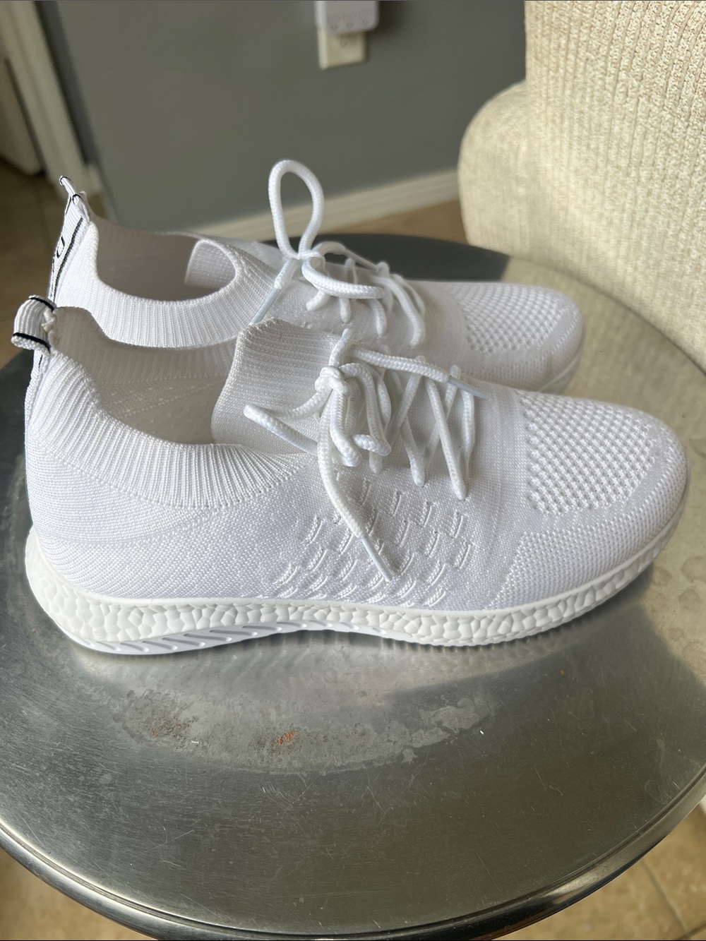 Danskin white knit pull-on walking sneakers - Picture 2 of 7